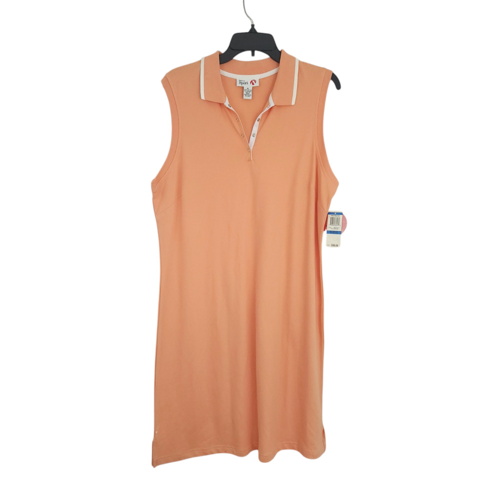 New Sport Polo Dress XL Sleeveless Sherbert Orange Collared Dress Knee Length